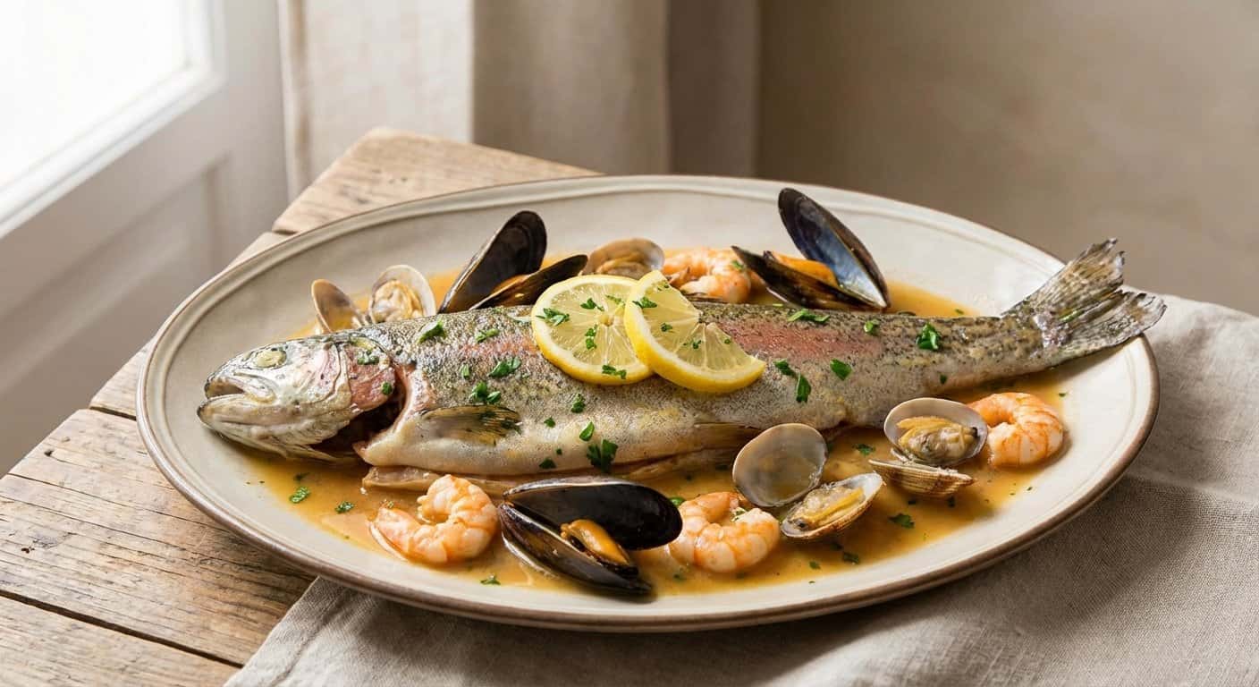 Trucha a la marinera con salsa ligera