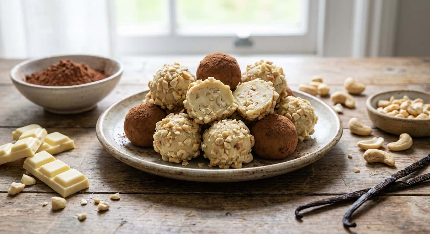 Trufas de Chocolate Blanco y Anacardo