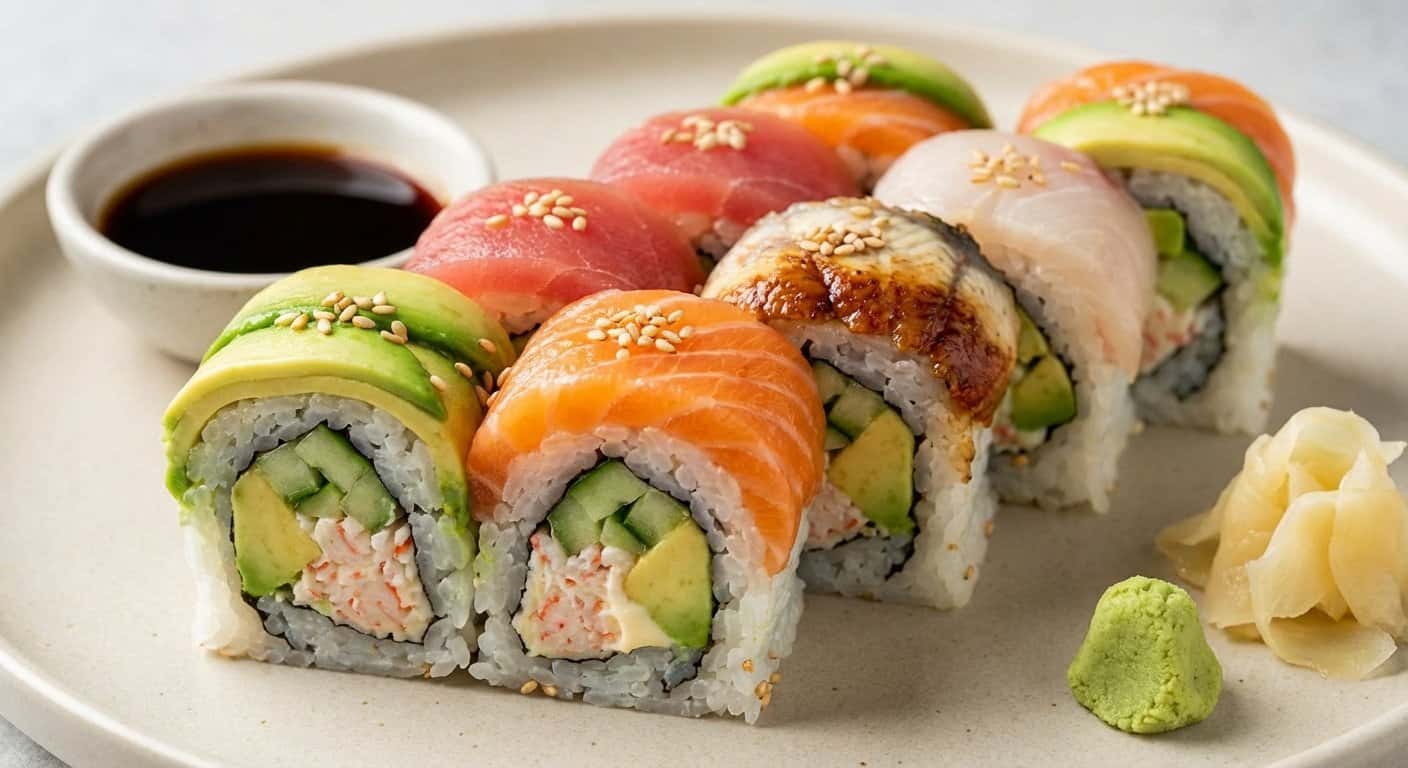 Uramaki Arcoíris (Rainbow Roll)