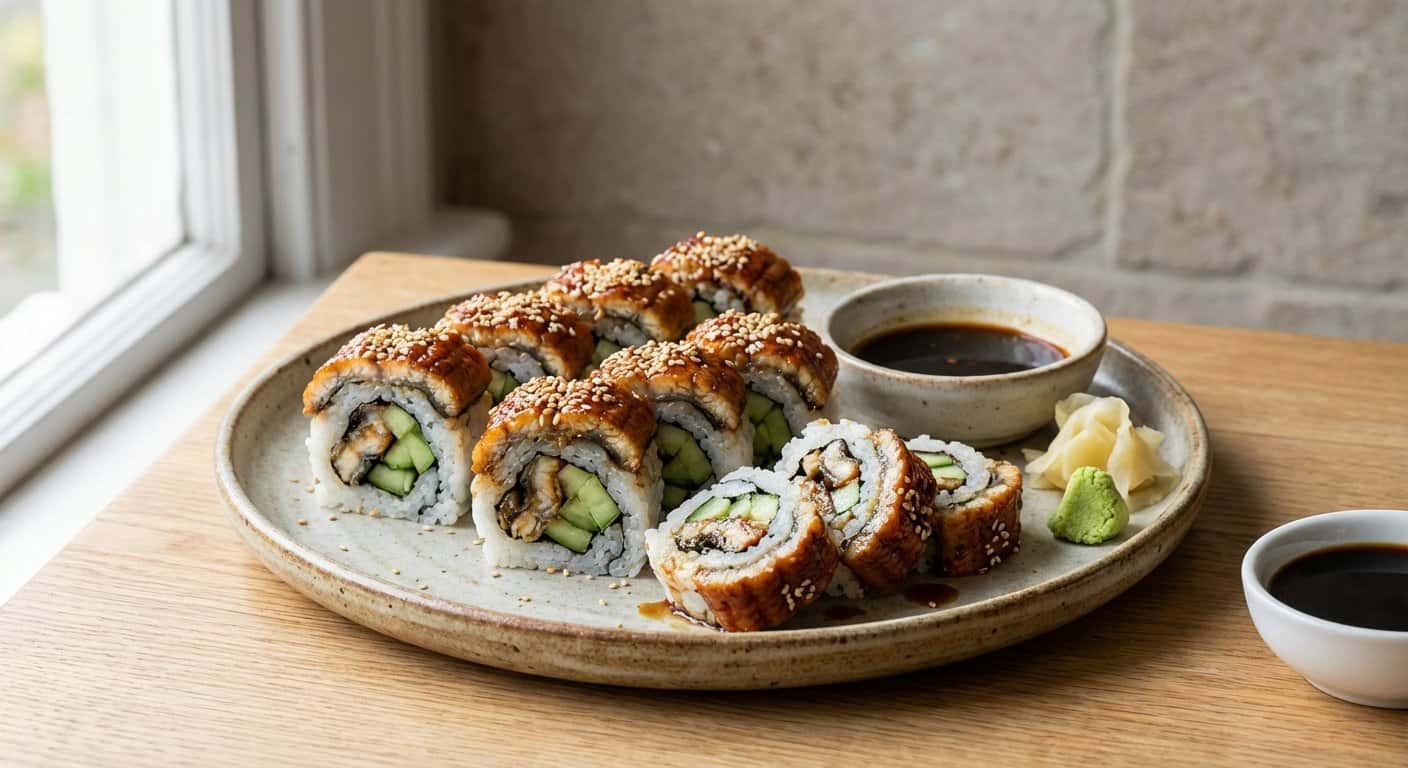 Uramaki de Anguila y Pepino