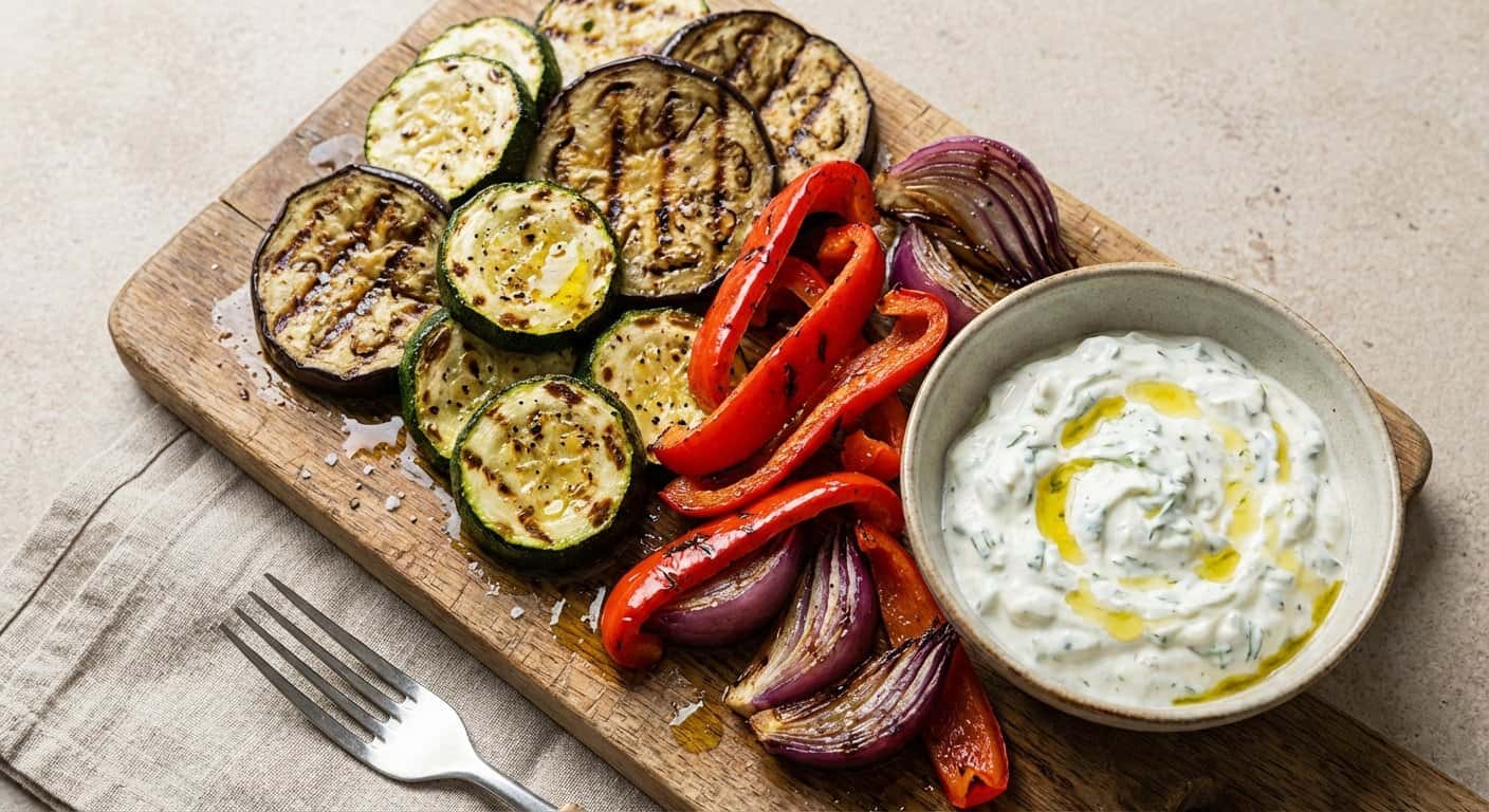 Verduras a la plancha con salsa de yogur