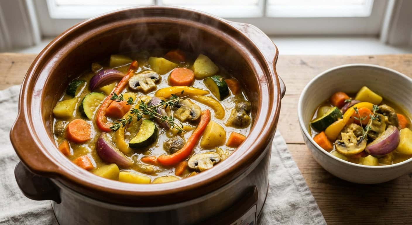 Verduras al Curry con Tomillo y Sidra en Slow Cooker