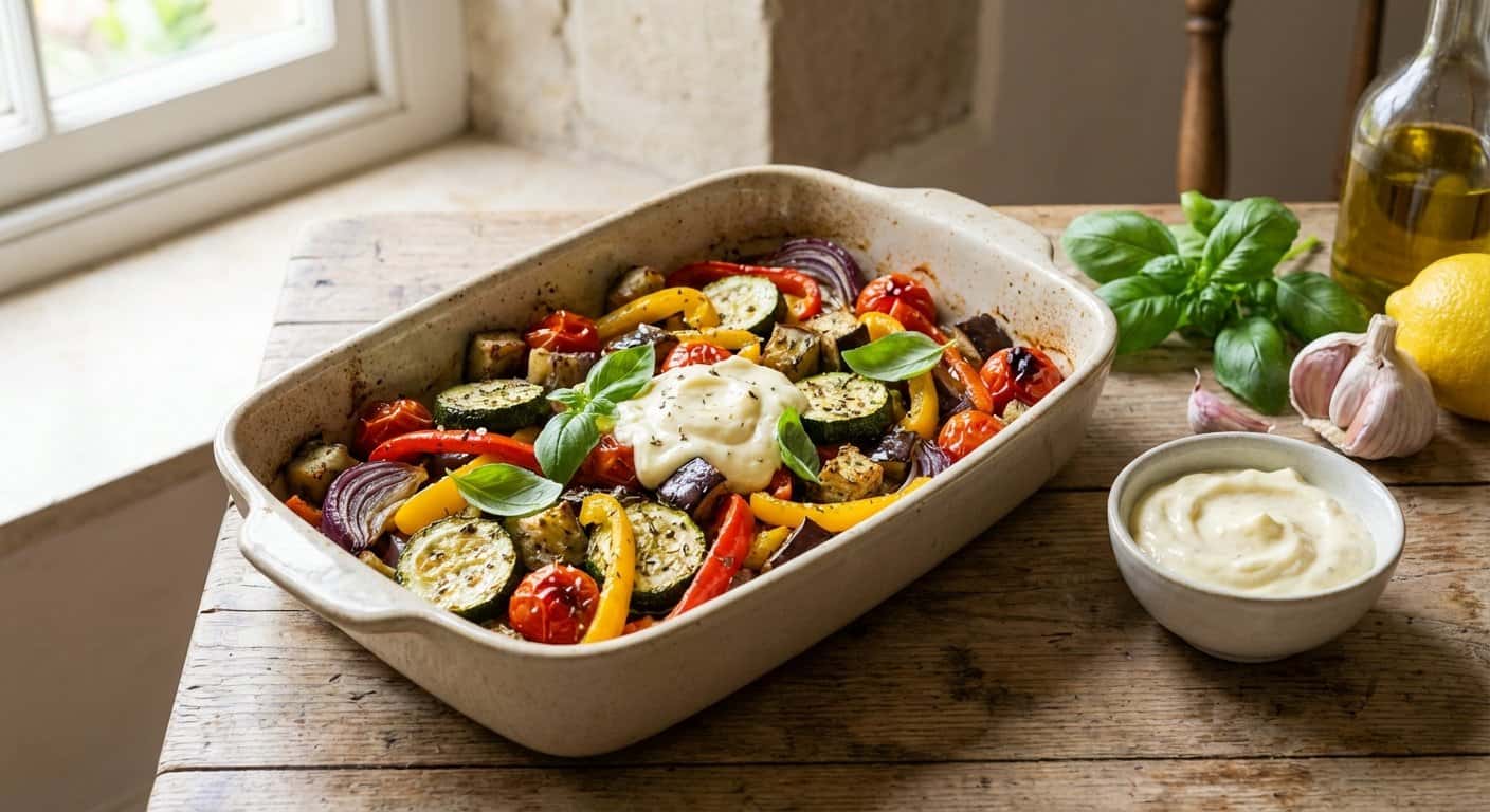 Verduras al Horno con Albahaca y Alioli