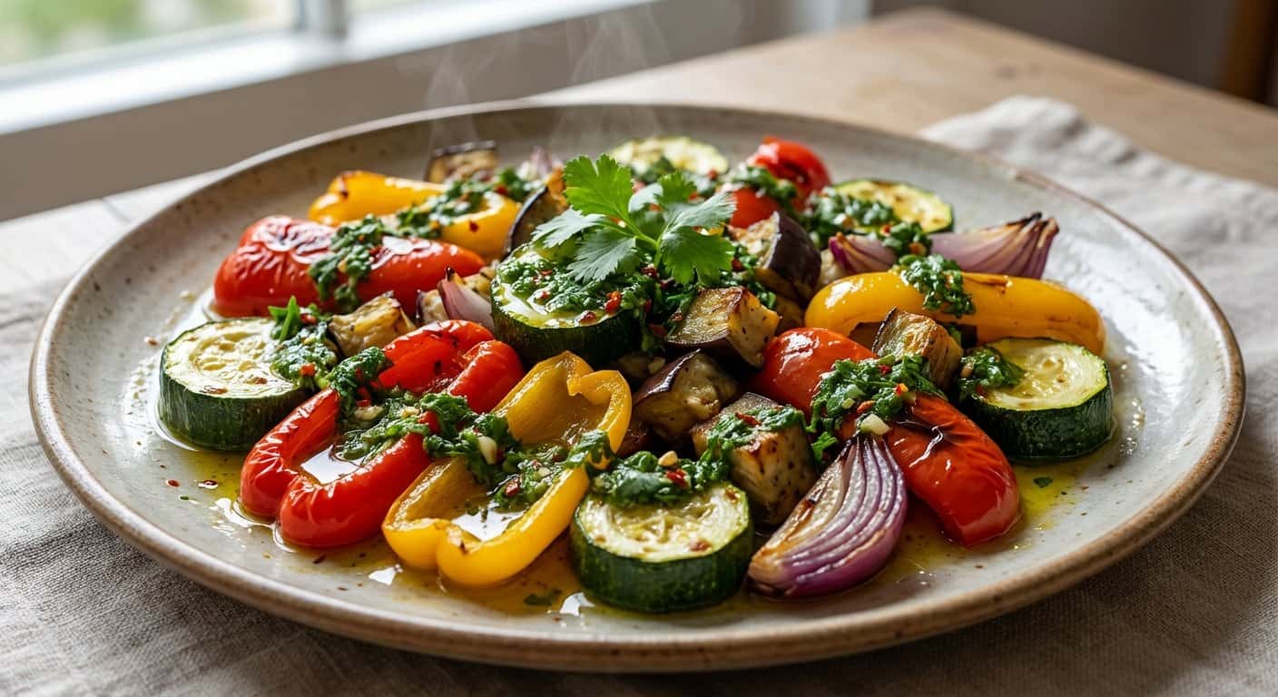 Verduras al Horno con Cilantro y Chimichurri