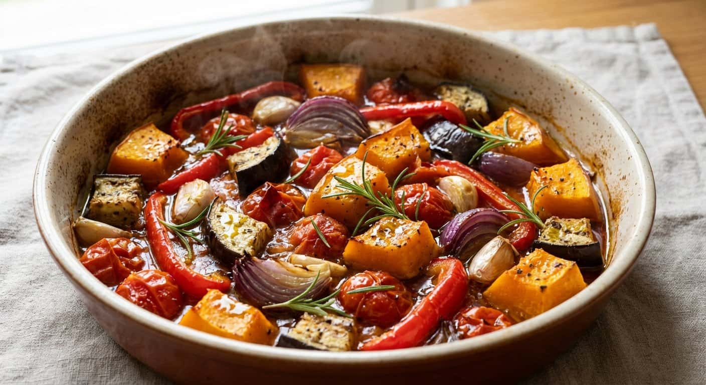 Verduras al Horno con Romero y Salsa de Tomate