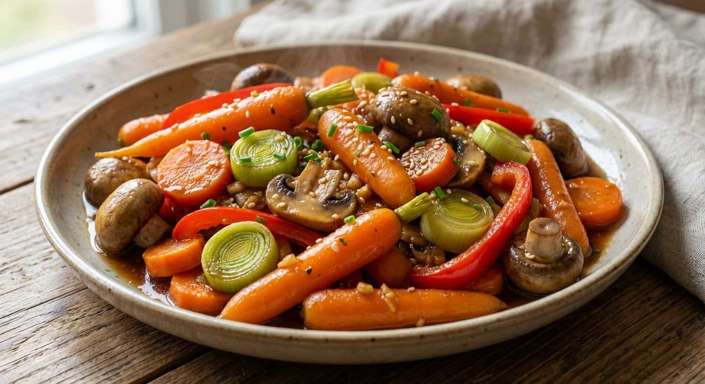Verduras Glaseadas con Miel y Soja