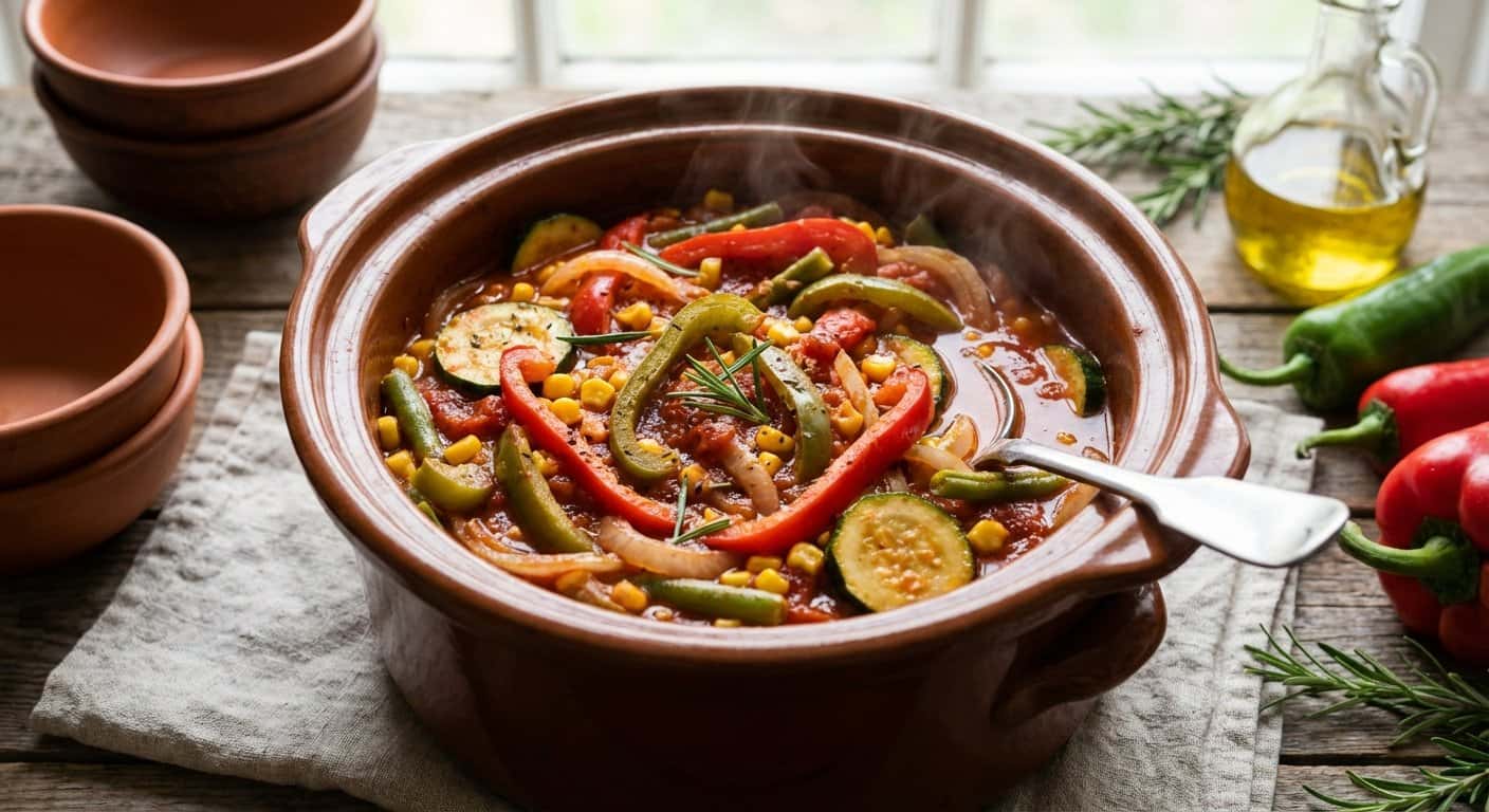 Verduras Tex-Mex con Romero y Tomate Triturado en Slow Cooker