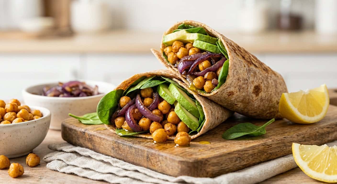 Wrap de Garbanzos con Cebolla Caramelizada