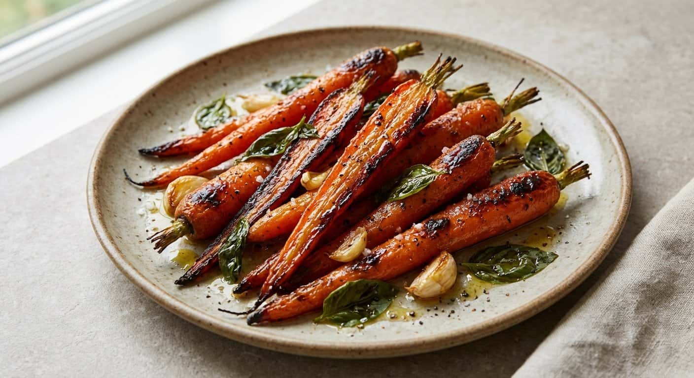 Zanahorias Asadas con Albahaca Fresca