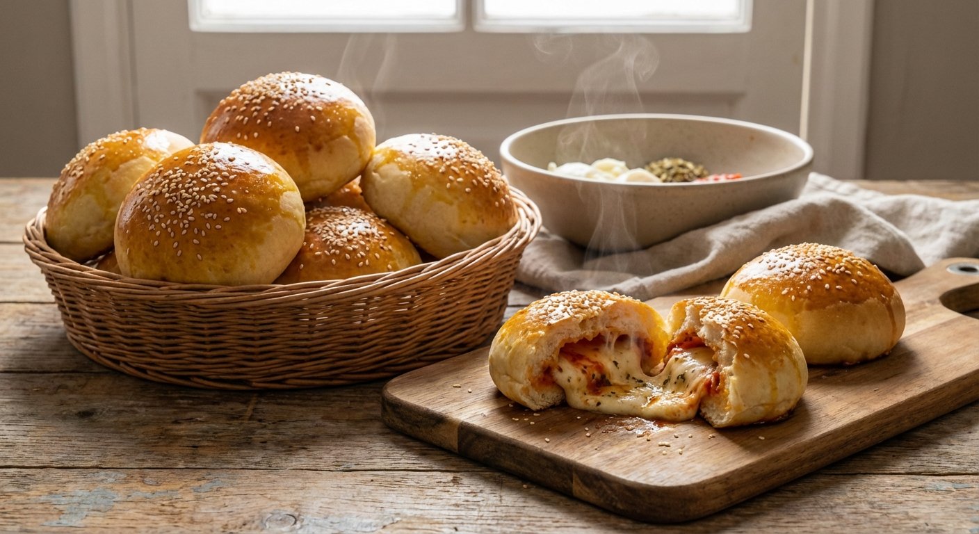 Bollos Rápidos Rellenos de Queso y Tomate | En mi cocina