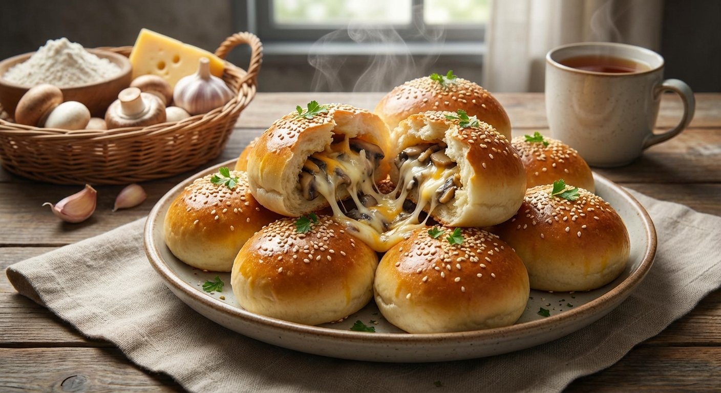 Bollos Rápidos Rellenos de Setas y Queso | En mi cocina
